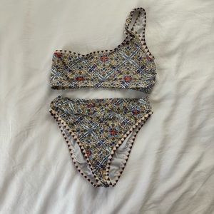 One Shoulder Two Piece Swim Suit Size Medium